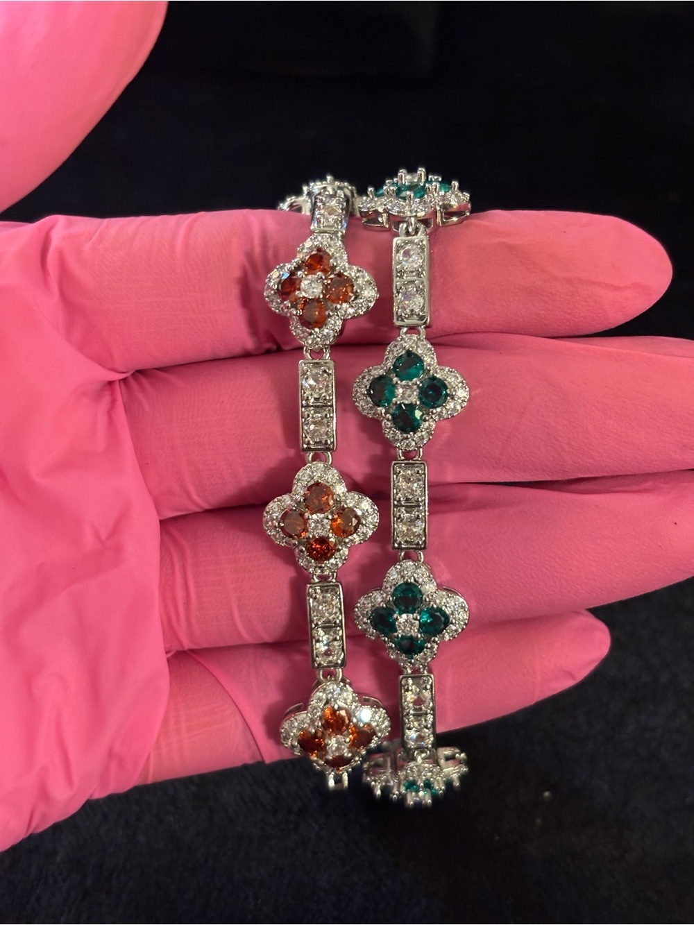 2 4.3mm Silver Tone Clover Station Link Bracelets 8in. - Picture 8 of 17